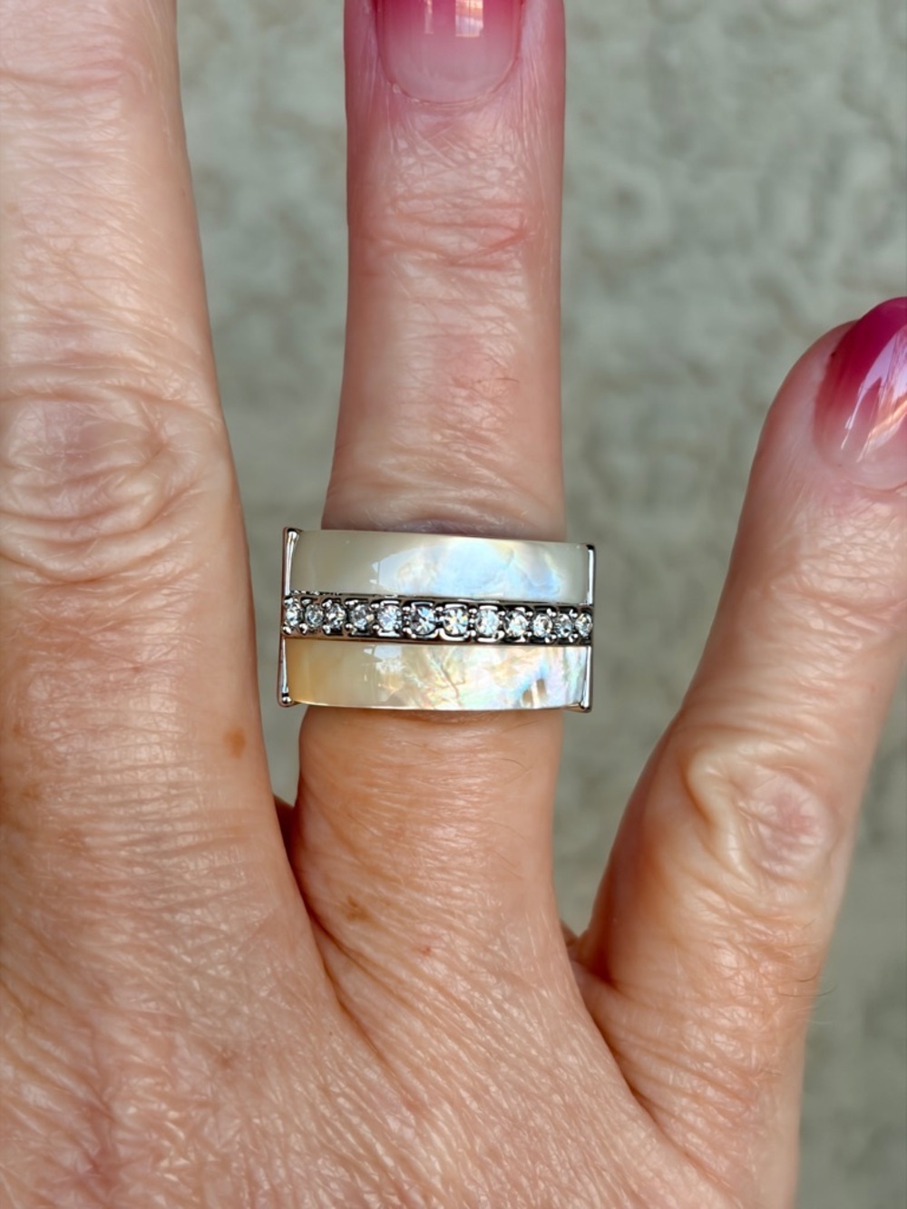 Luminous Camille Lucie Mother Of Pearl Silver Ring
